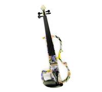 Violin Electric Art Violin Colored Flowers Painted Solid Wood Silent Violin 4/4 Ebony Fittings W/Parts