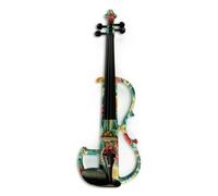 Violin Electric Art Violin Colored Flowers Solid Wood Silent Violin Full Size 4/4 Ebony Fittings Parts