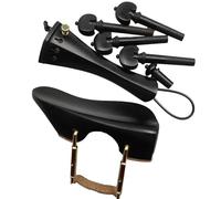 Violin Fiddle Accessories Kit Ebony Wood Violin Accessories Pegs/Tailpiece/Endpin/Chinrest With Clamp Cork Tail Gut Fine Tuner(Ebony 24)
