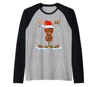 Violin Fiddle Christmas Lights Orchestra Violin Player Xmas Raglan Baseball Tee