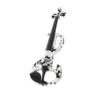Violin for Beginners 4/4 Electric Violin Black And White Flower Graphic Solid Spruce Body ABS Frame Suitable For Beginners And Violinists
