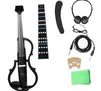 Violin for Beginners 4/4 Electro Acoustic Violin Intelligent Silent Electroacoustic Violin Earphones Connecting Fiddle Beginner Set(Set1)