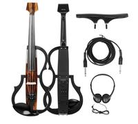 Violin for Beginners 4/4 Electroacoustic Headless Silent Carbon Fibre Electric Violin With Violin Bow Cable Headphone Carry Case Accessories(Set 1)