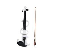 Violin for Beginners Electric Violin Right Handed 4/4 Size Electric Silent Fiddle Accessories W/Violin Bow & Fiddle Bridge & Case(White)