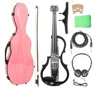 Violin for Beginners Letters 4/4 Electro Acoustic Violin Intelligent Silent Electroacoustic Violin Earphones Connecting Fiddle Beginner Set(Set2)