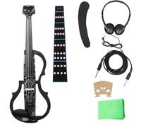 Violin for Beginners Snowflake 4/4 Electro Acoustic Violin Intelligent Silent Electroacoustic Violin Earphones Connecting Fiddle Accessories(Set1)