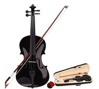 Violin for Beginners Students, 4/4 -Black+SR Ebony Fitted Acoustic/Electric Violin in Metallic Black Violin For Beginners, Adults
