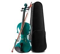 Violin for Beginners Students, 4 Strings 4/4 Full Size Basswood Violin Student Set for Starters, Handcrafted and Acoustic with Case, Bow, Bridge, Rosin, Cloth and Spare Strings, Glossy Green Violin Fo