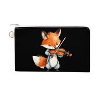 Violin Fox1 Small Canvas Coin Purse Change Zippered Pouch Wallet Organizer Bags 7.4 X 4.6 Inch