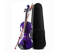 Violin Full Size Kit for Adults Beginner, 4 Strings 4/4 Full Size Basswood Violin Student Set for Starters, Handcrafted and Acoustic with Case, Bow, Bridge, Rosin, Cloth and Spare Strings, Glossy Purp