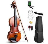 Violin Full Size Kit for Adults Beginner, Acoustic Violin 4/4 Full Size Ebony Fitted Classical Fiddle with Manual, Carry Bag, Beginner Kits, Natural