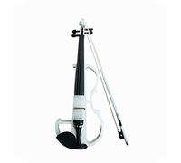 Violin Full Size Kit for Adults Beginner, Full Size 4/4 Solid Wood Electric Silent Violin with Chin Rest, Ebony Fittings, Carrying Hard Case, Extra Strings, Audio Cable, Rosin, Bow, Black