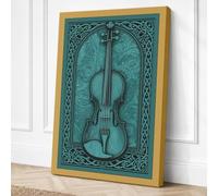 Violin in Celtic Frame Canvas Wall Art Print 18x12 Inch (46 x 30 cm)