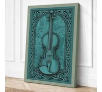 Violin in Celtic Frame Canvas Wall Art Print 24x16 Inch
