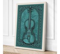 Violin in Celtic Frame Canvas Wall Art Print 24x16 Inch (61 x 41 cm)