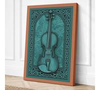 Violin in Celtic Frame Canvas Wall Art Print 30x20 Inch
