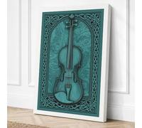 Violin in Celtic Frame Canvas Wall Art Print 30x20 Inch (76 x 51 cm)