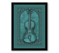 Violin in Celtic Frame Eclectic Framed Wall Art Print A1 (84.1×59.4cm) Black, Wall Decor for Living Room, Bedroom, Office & Home, Ready to Hang, Art Gift