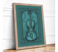 Violin in Celtic Frame Eclectic Framed Wall Art Print A2 (59.4×42cm) Oak, Wall Decor for Living Room, Bedroom, Office & Home, Ready to Hang, Art Gift