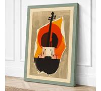 Violin in Flame Geometric Canvas Wall Art Print 24x16 Inch | Ready to Hang, Gallery Wrapped, Fade-Resistant Inks, Securely Packaged, UK Made