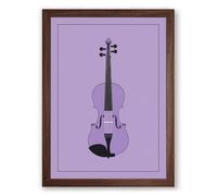 Violin in Purple Minimalist Framed Wall Art Print A1 (84.1×59.4cm) Walnut, Wall Decor for Living Room, Bedroom, Office & Home, Ready to Hang, Art Gift