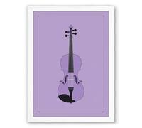 Violin in Purple Minimalist Framed Wall Art Print A3 (42×29.7cm) White, Wall Decor for Living Room, Bedroom, Office & Home, Ready to Hang, Art Gift