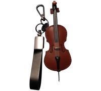 Violin Keychain PU Leather Sad Violin Keychain 4.7x1.8" Small Miniature Musical Instrumen Cello with Stand for Christmas Ornament