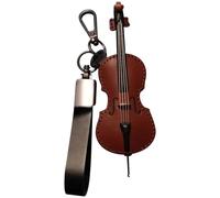 Violin Keychain, Violin Keychain PU Leather Sad 4.7x1.8" Small Miniature Musical Instrumen Cello with Stand for Gift Christmas Ornament