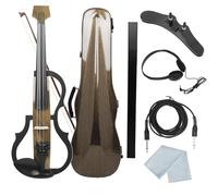Violin Kit 4/4 Electroacoustic Violin Headless Silent Carbon Fibre Electric Violin With Violin Bow Headphone Cable Carry Case(Set 2)