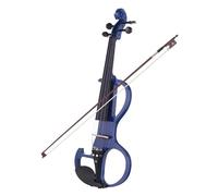 Violin Kit Full Size 4/4 Solid Wood Silent Electric Violin Fiddle Style Ebony Fingerboard Pegs Chin Rest Tailpiece Whole SET(Blue)