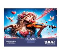 Violin Lady 1000pc Puzzle for Adults Romantic Melody Grace Jigsaw Puzzle Thick Cardboard Impossible Hard Challenging Relaxation Creativity Gift Giving for Adults 38x26cm/1000pcs