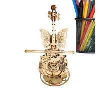 Violin Music Box - Wooden Music Box Puzzle Set - Craft Set with Butterfly Wings for Children Girls
