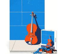 Violin on Blue Tiles 1000 Piece Jigsaw Puzzles for Teenagers Jigsaw Mind Training Easy Enjoyment Laser Cut Lovely Gift (38x26cm)