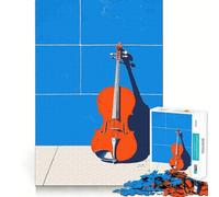 Violin on Blue Tiles Jigsaw for Teenagers 1000 Pieces Mind Boost Fun Clean Cut Sturdy Components Heartwarming Gathering Activity (50x75cm)