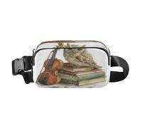 Violin Owl White Fanny Pack for Women Men Crossbody Belt Bag Fashion Waist Packs Purse with Adjustable Strap Bumbags for Cycling Running Hiking