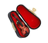 Violin Pin Miniature Musical Instrument Brooch with Red Velvet Lined Case Musical Christmas Gift, 2.75", Wood