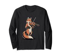Violin Playing Fox Cute Music Orchestra Fantasy Long Sleeve T-Shirt