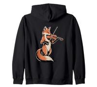 Violin Playing Fox Cute Music Orchestra Fantasy Zip Hoodie