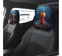 Violin Poster Car Seat Headrest Cover 2 PCS, Soft Stretchable Fabric Car Head Rest Protector Dustproof Removable Car Headrest Covers Universal Vehicle Accessories