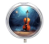 Violin Poster Pill Box, 3 Compartment Small Pill Case Waterproof Travel Pill Organizer for Pocket Or Purse Portable Mini Medicine Tablet Vitamin Holder Pill Case