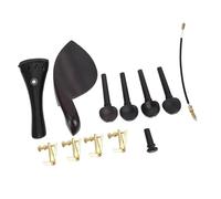 Violin Replacement Parts A Natrual Ebony Wood 4/4 Violin Accessories Set Of 4PCS Pegs, Chin Rest, End Pin,4PCS Fine Golden Tuners,Tail Gut