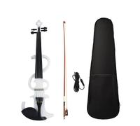 Violin Right Handed 4/4 Size Electric Silent Violin Fiddle Accessories W/4/4 Violin Bow & Fiddle Bridge(Color:White)