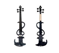 Violin Right Handed 4/4 Size Electric Silent Violin Fiddle Accessories W/4/4 Violin Bow & Fiddle Bridge(Color:Black)