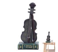 Violin Sculpture Retro Resin Art Sculpture Collectible Figurine | Resin Figurine Book Base for Living Room Bedroom Bookshelf Desktop Shelf Cabinet Home Table Desk Tabletop Indoor