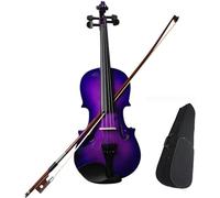 Violin Set for Kids Adults 1/8 1/4 1/2 3/4 4/4 Full Size Purple Violins Beginner Student Wooden Acoustic Violin Set with Case Bow Rosin Gifts