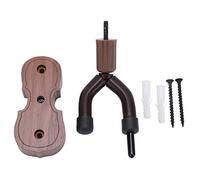 Violin Shaped Wall Mount Holder, Black Walnut Wood Violin Hook with Bow Hooks, Decorative Instrument Hanger for Home Studio
