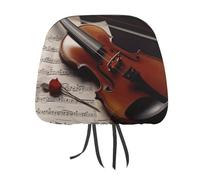 Violin Sheet Music 2 PCS Car Headrest Cover Universal Headrest Covers Soft Breathable Car Head Rest Covers Set Elastic Head Rest Protector Auto Seat Cover Vehicle Accessories for Cars, Truck, Suv, Van