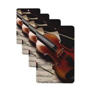Violin Sheet Music Car Air Freshener Cards Set of 4 Pieces Long Lasting Hanging Scented Cards for Bedroom Wardrobe Car Aromatherapy Tablets for Men Women Rearview Mirror Pendant