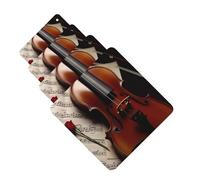 Violin Sheet Music Car Air Freshener Cards Set of 4 Pieces Long Lasting Hanging Scented Cards for Bedroom Wardrobe Car Aromatherapy Tablets for Men Women Rearview Mirror Pendant
