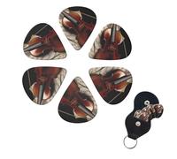 Violin Sheet Music Guitar Picks 6 Pack, 0.71mm Thickness Celluloid Bass Pick with Leather Guitar Pick Holder Keychain Abstract Art Pics Plectrum for Acoustic Electric Guitar, Ukulele, Bass